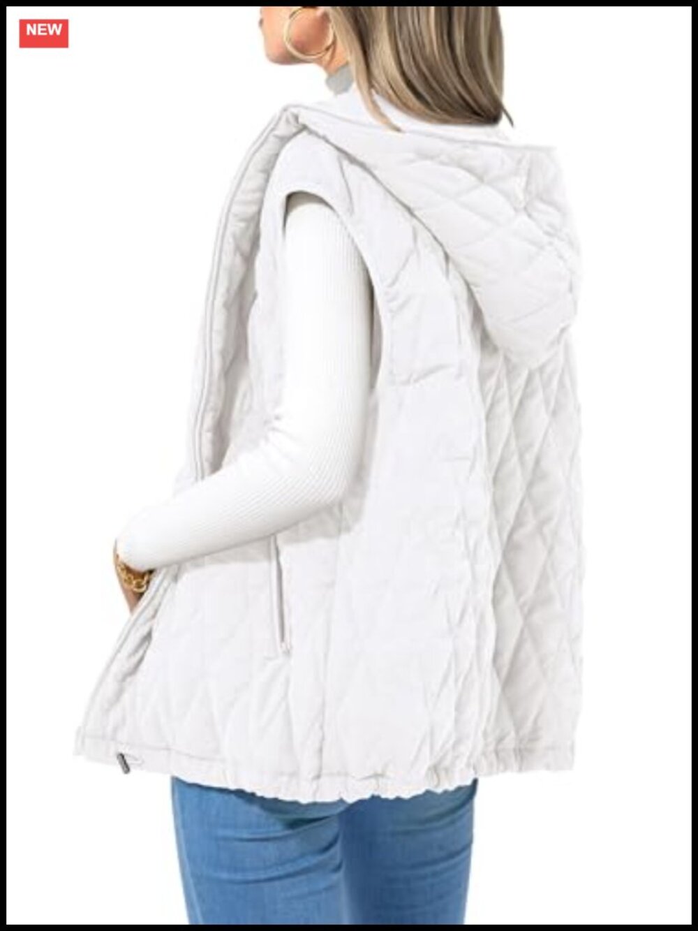 Women's Zip Up Hooded Puffer Vest Sleeveless Quilted Fall Outerwear